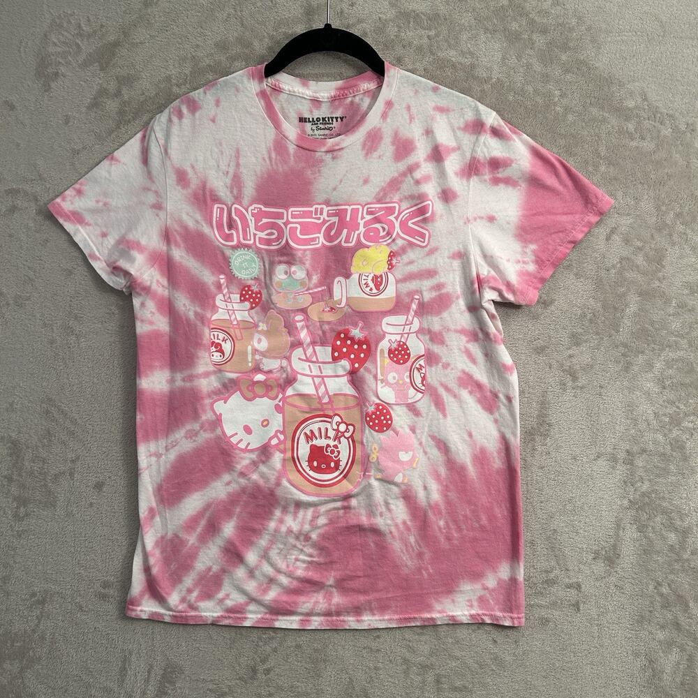 Hot Topic Sanrio Hello Kitty And Friends Strawberry Milk Tie Dye Tee Size M